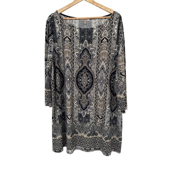 Roz & Ali Paisley Print Tunic top shirt size  2X  3/4 Sleeve Scoop Neck plus - Picture 1 of 4